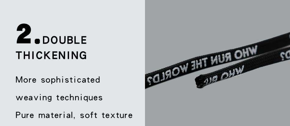 7MM WHO RUN THE WORLD Text Silk Screen Printing Plain Shoelaces White Black Draw Laces Men Women