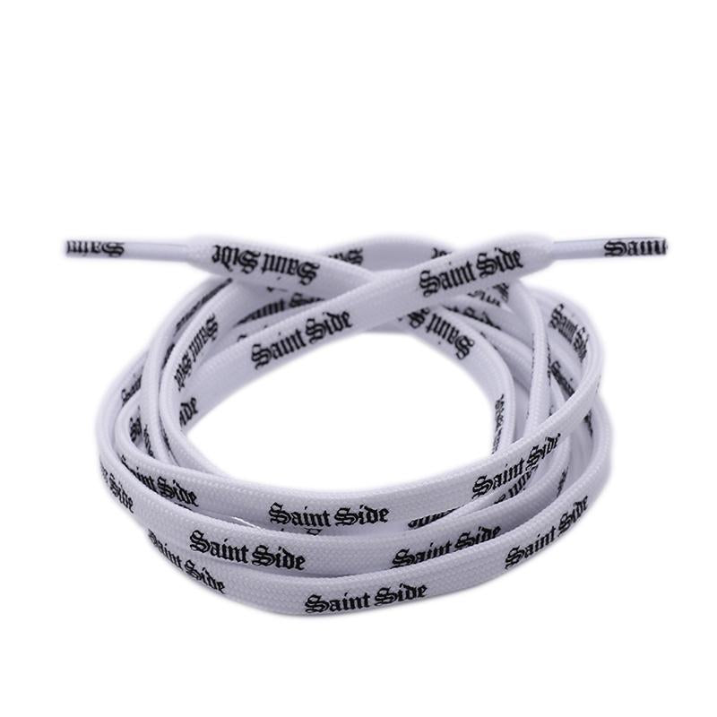 7MM Saint Side White Black Letter Flat Type Waist Laces Men Women Sneaker Ropes Boots Canvas Casual