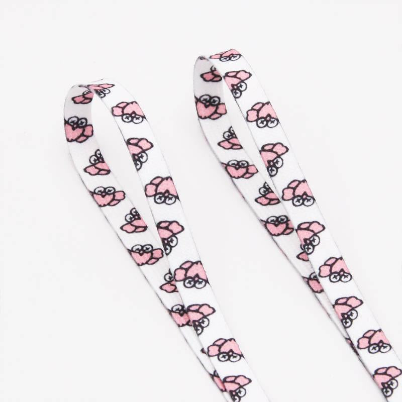 Cute Owl Pink of Sesame Street Series Shoestring Flat Cotton Shoe laces Adorable owl Cartoon Women