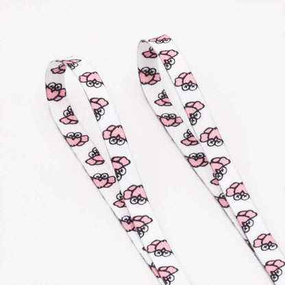 Cute Owl Pink of Sesame Street Series Shoestring Flat Cotton Shoe laces Adorable owl Cartoon Women