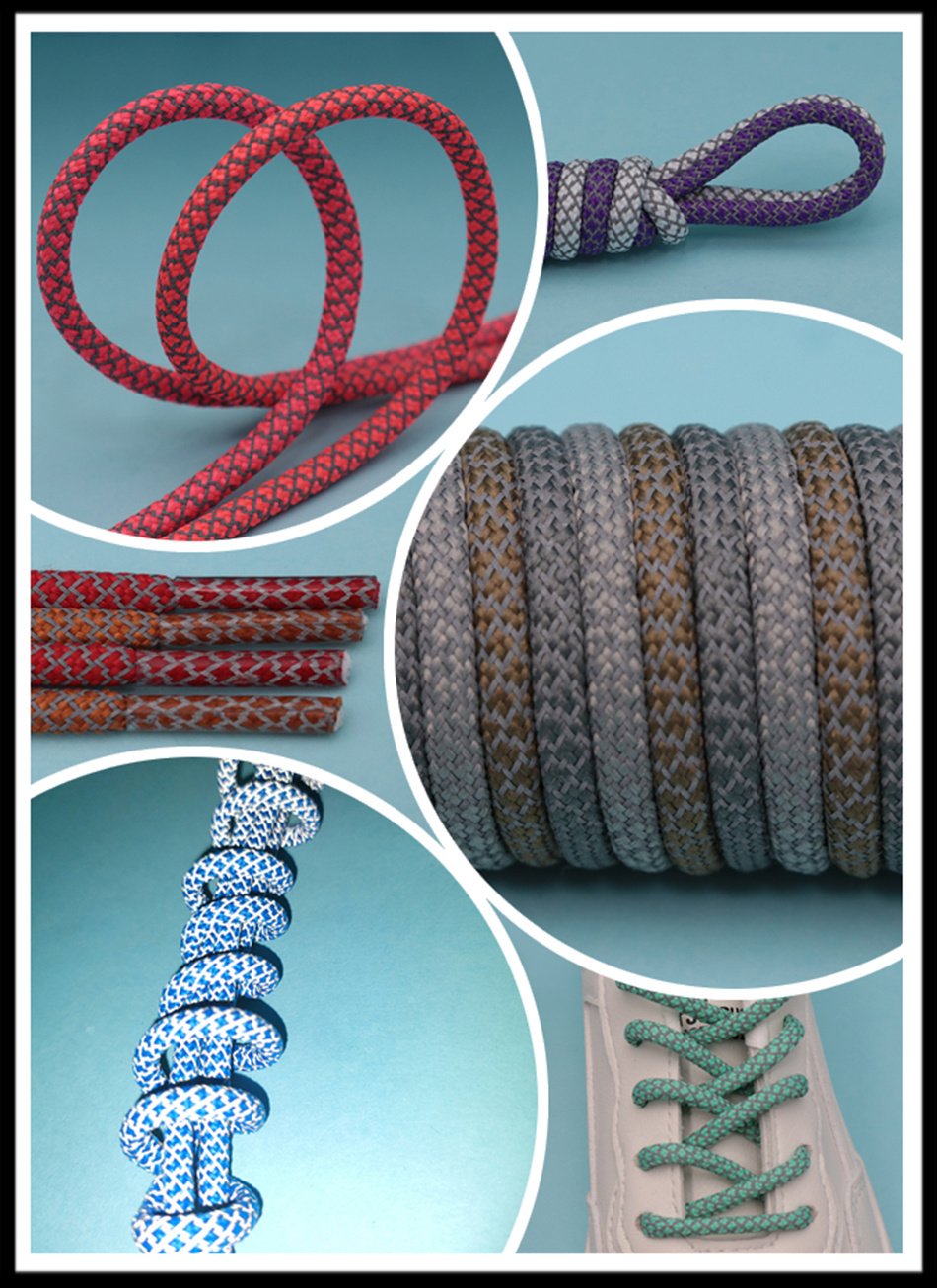 4.5MM Blue Purple Luxurious Elegant Color Reflective 3M Shoelace High Grade Glow Ropes In Dark