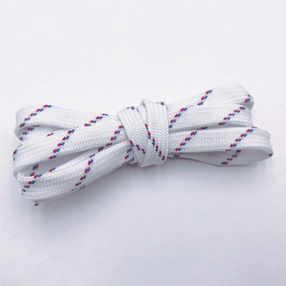 Best Shoe Accessories 7MM White Shoelaces With Red and Blue Spots Flat Easy Laces Fashion Youth