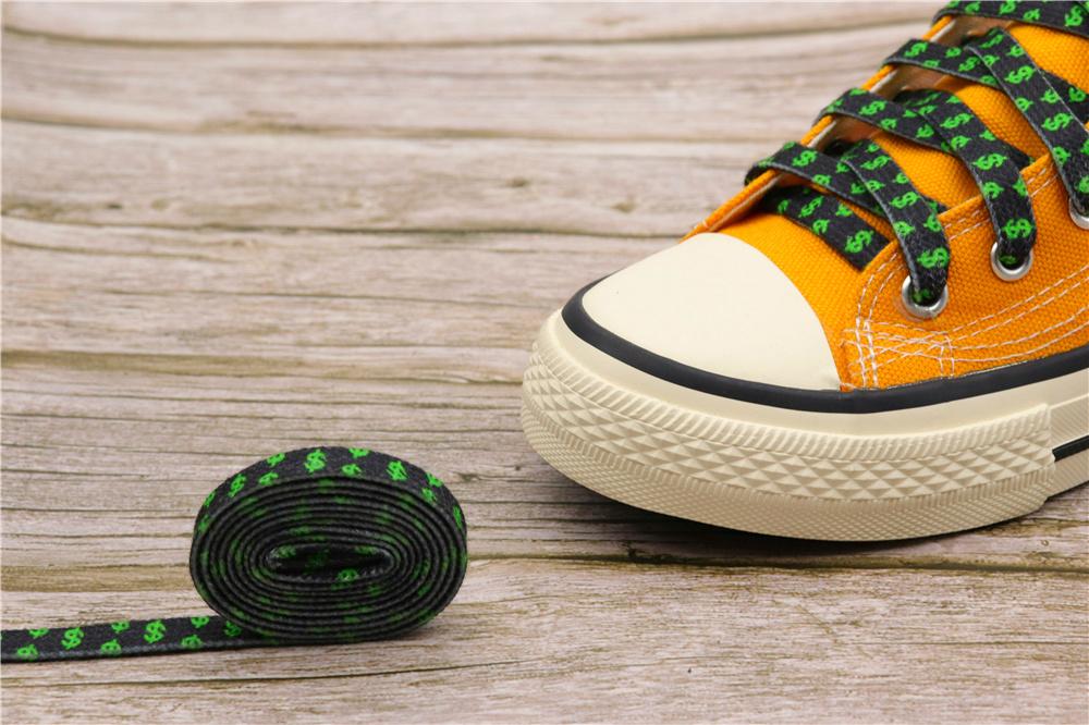 8MM Flat Canvas Polyester Cotton Laces Black-Green Dollar Heat Transfer Printing Pattern Top Ropes