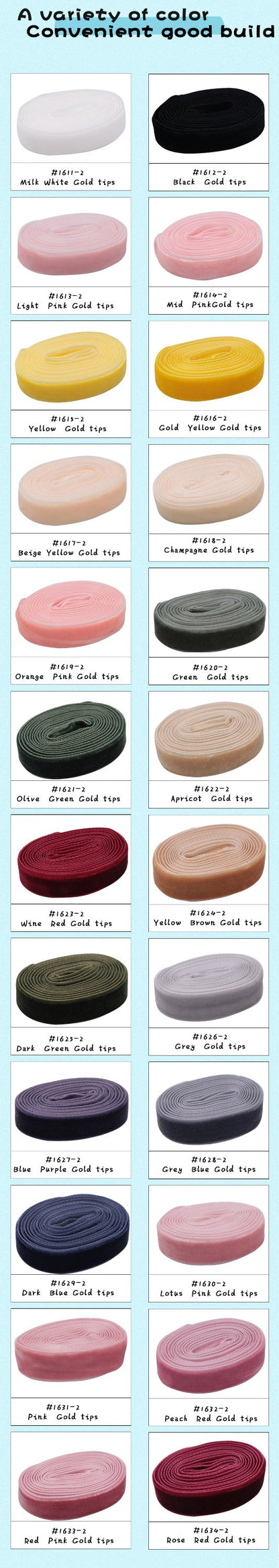 1.27CM Suede Lace With Golden Metal Aglet Elegant Fluff Velvet Single-sided Cashmere Material