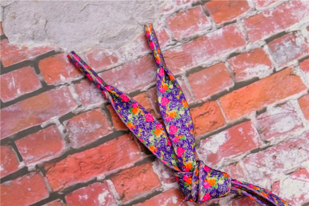 1 Pair 8MM Flat Type Purple Small Floral Pattern Heat Transfer Printing Lady's Dress Shoelaces Nice