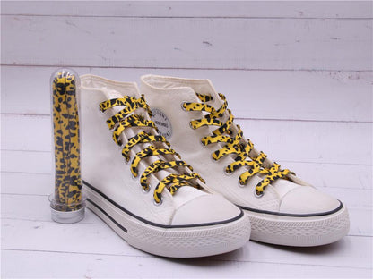 Fashion Trend 7mm Polyester Digital Printed Leopard Flat Sports Laces Thermal Transfer Shoelaces