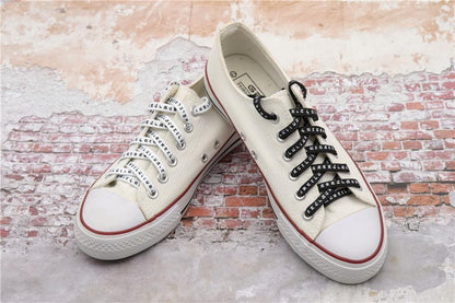 7MM Shoe Accessory Silk Screen Printing Belt Flat Canvas Strings Boots White Black 350 700 ShoeLaces