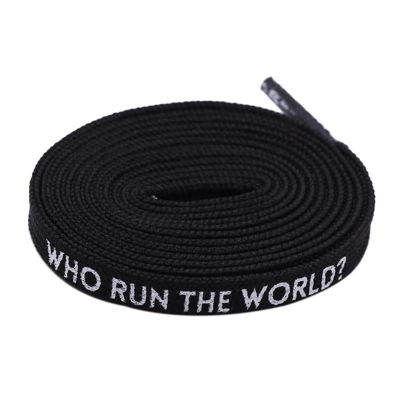 7MM Who Run The World Slogo Shoelaces Double-sided Printed Flat Sneakers Basketball Shoestring