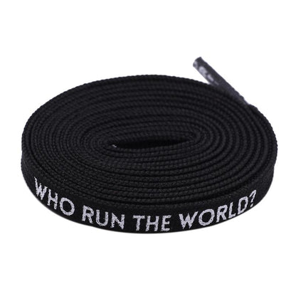 7MM Who Run The World Slogo Shoelaces Double-sided Printed Flat Sneakers Basketball Shoestring