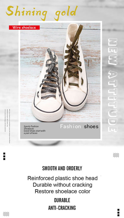 8MM A Pair Shoe Accessories Cheaper Metallic Yarn Shining Shoelaces Rough Texture For Business Men