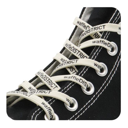 7mm Beige Black "waffleDISTRICT" Letter Printing Shoelaces Unisex Canvas Sneakers Universal Cordens