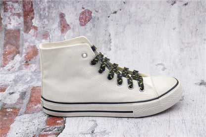 8MM Wide Shoe Accessories Black&Yellow Lighting Heat Transfer Printing Flat Laces Canvas Boots