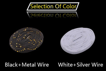 8MM Charmed Metallic Yarn Laces Shining White Black Shoelaces Trendy Women Sneaker Boot Canvas Sport