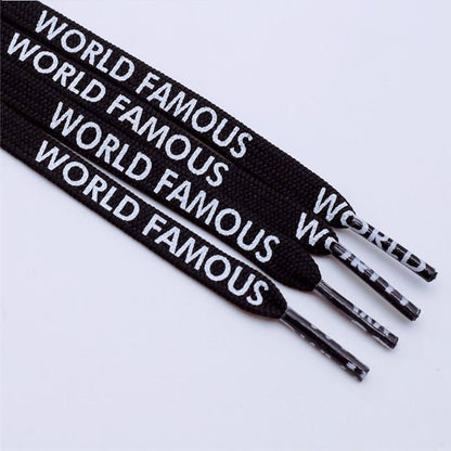 7MM "WORLD FAMOUS" Silk Screen Letter Printing Laces Red White Black For Casual Canvas Running Sport