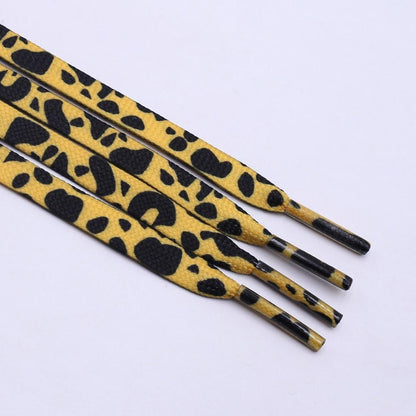 Fashion Trend 7mm Polyester Digital Printed Leopard Flat Sports Laces Thermal Transfer Shoelaces