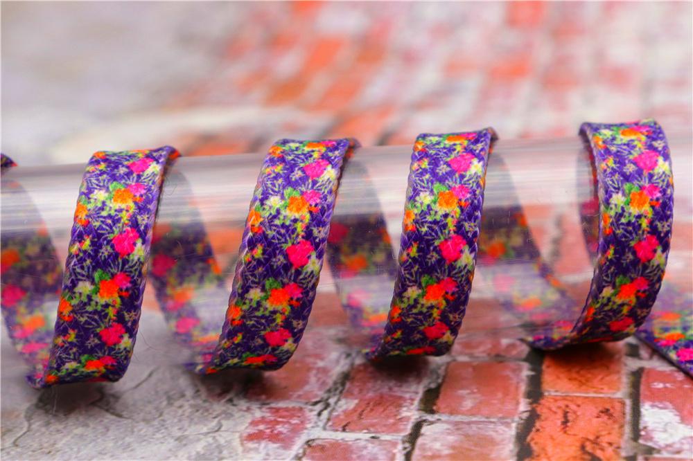 1 Pair 8MM Flat Type Purple Small Floral Pattern Heat Transfer Printing Lady's Dress Shoelaces Nice