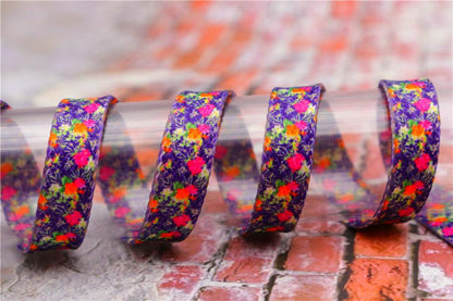 1 Pair 8MM Flat Type Purple Small Floral Pattern Heat Transfer Printing Lady's Dress Shoelaces Nice