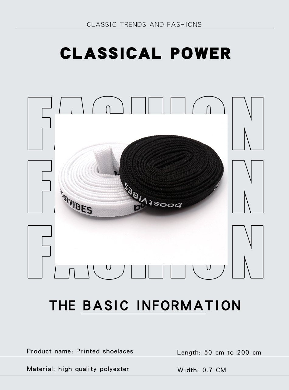 7MM boostVIBES Silk Screen Letter Printing 2021 Trendy Casual Shoelace Luxury Material Consist