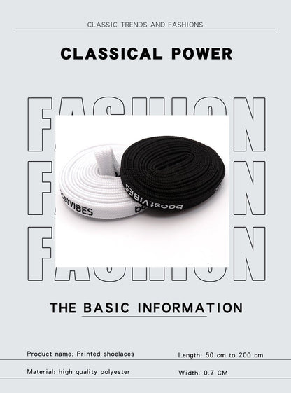 7MM boostVIBES Silk Screen Letter Printing 2021 Trendy Casual Shoelace Luxury Material Consist