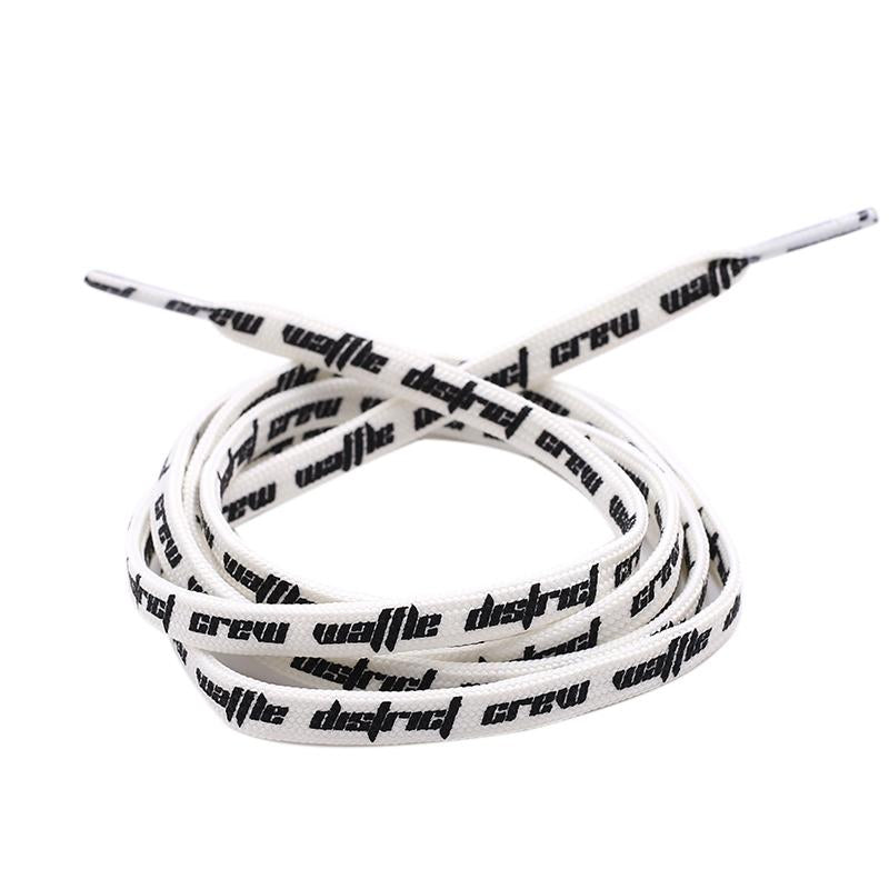 Double-sided Screen Printing Waffle District Crew Laces Beige Black Authentic Sports Shoelace