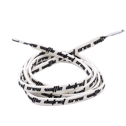 Double-sided Screen Printing Waffle District Crew Laces Beige Black Authentic Sports Shoelace