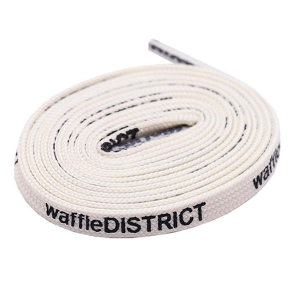 7mm Beige Black "waffleDISTRICT" Letter Printing Shoelaces Unisex Canvas Sneakers Universal Cordens
