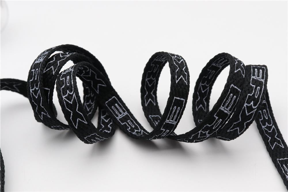 7MM Black-White Blue-Sapphire "ERX" Letter Printing Shoelaces Women Sneaker 2021 Canvas Ropes Flat