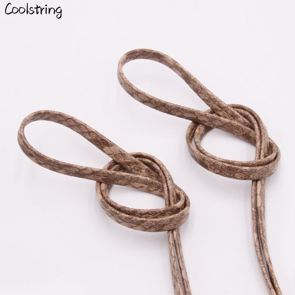6 Colors Flat Snakeskin Snake Shoe Laces Luxury PU Leather LE ShoeLaces With Gold Metal Aglets For