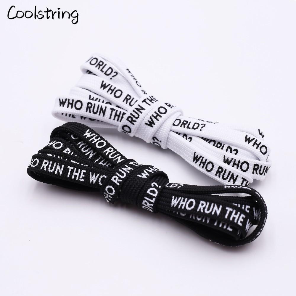 7MM Who Run The World Slogo Shoelaces Double-sided Printed Flat Sneakers Basketball Shoestring
