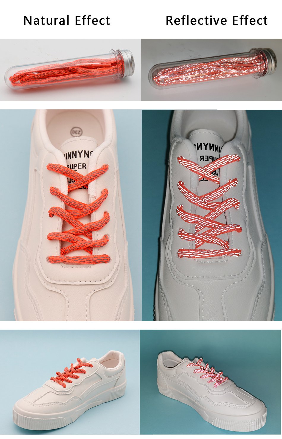 6MM Unique Type Shoestring Premium 3M Reflective Laces Luminous Athletic Lacet For Trendy Shoelaces