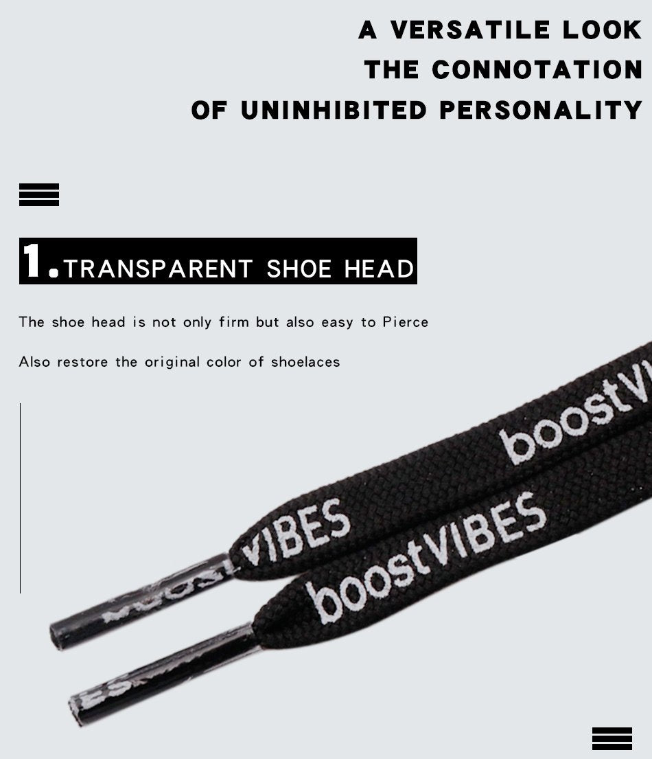 7MM boostVIBES Silk Screen Letter Printing 2021 Trendy Casual Shoelace Luxury Material Consist