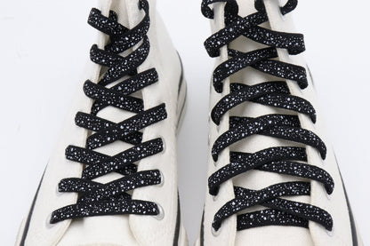 8MM Spray Point High Quality Shoelaces Easy Boots Canvas Ropes Adult&Kid Sneaker 2021 Unisex Black