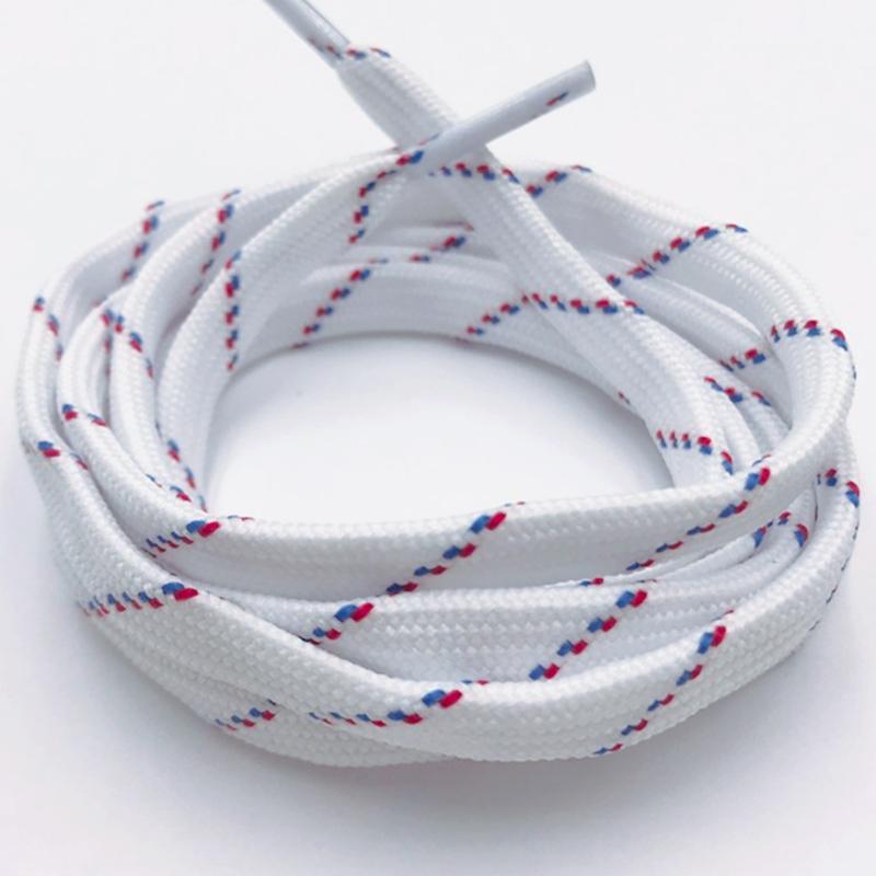 Best Shoe Accessories 7MM White Shoelaces With Red and Blue Spots Flat Easy Laces Fashion Youth