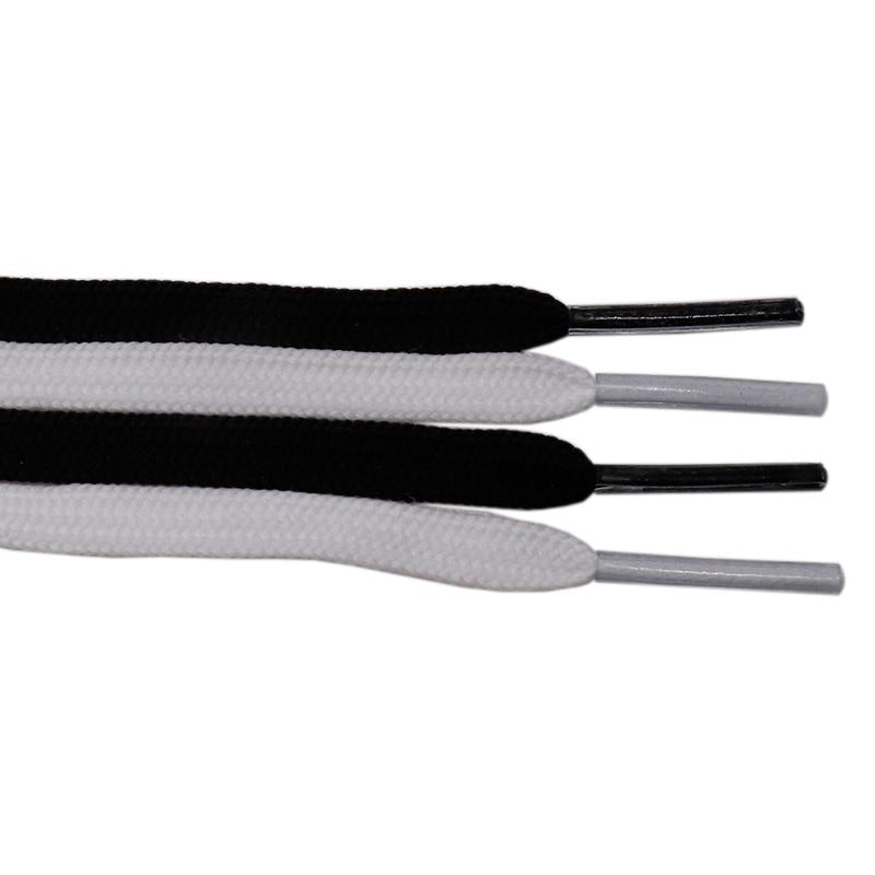 6MM Shoe Accessories White Black Double Layer Polyester Shoelaces Women Sneaker Flat Type Solid