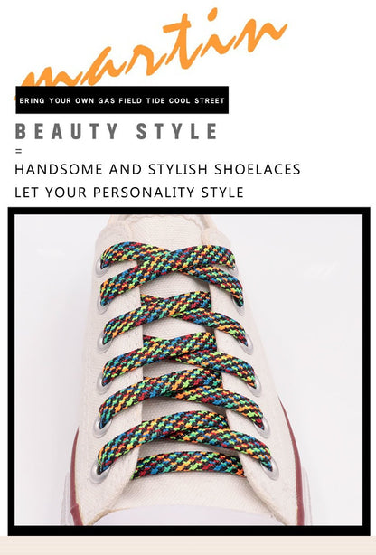 7MM Metallic Yarn Colorful Laces Black Blue Yellow Polyester Shoelaces Sneaker Boot Canvas Trendy