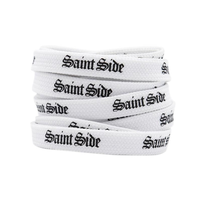 7MM Saint Side White Black Letter Flat Type Waist Laces Men Women Sneaker Ropes Boots Canvas Casual