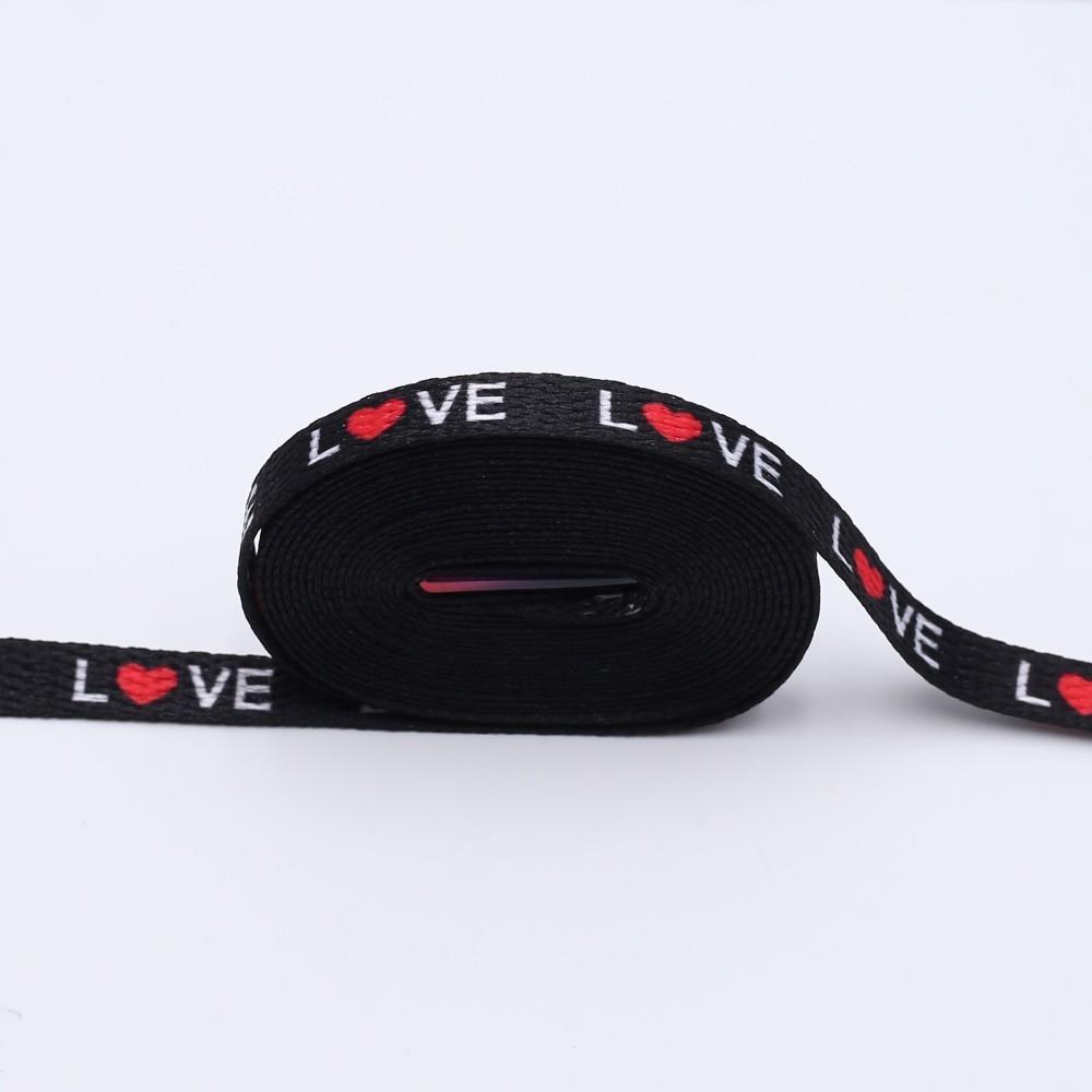 7mm Thermal Transfer Bootlace Flat Single Layer Network Laces With Printing Sublimated Love