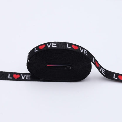 7mm Thermal Transfer Bootlace Flat Single Layer Network Laces With Printing Sublimated Love