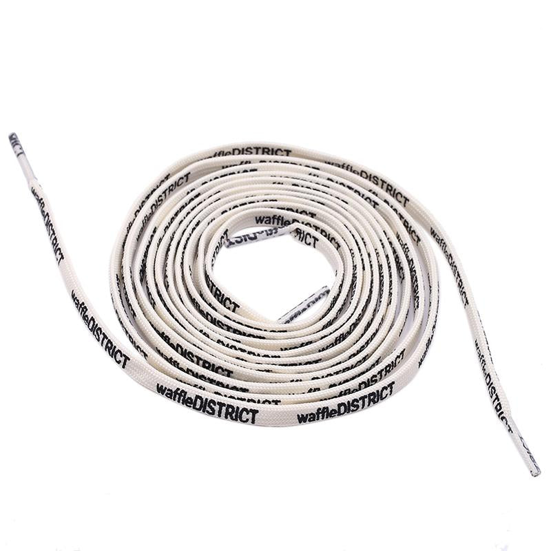 7mm Beige Black "waffleDISTRICT" Letter Printing Shoelaces Unisex Canvas Sneakers Universal Cordens