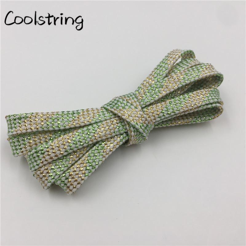 7mm Flat Black White Light Green Glitter Shoelaces Shiny Bootlaces Double Layer Hollow Shoe Laces