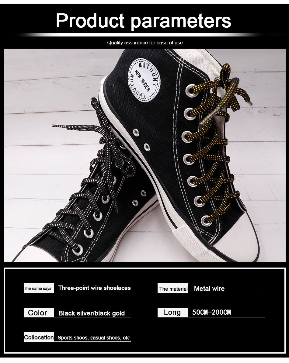 8MM Nice Shoe Accessory Charmed Metallic Yarn Laces Business Women Sneaker Boots Canvas Cords 2021