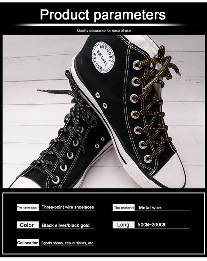 8MM Nice Shoe Accessory Charmed Metallic Yarn Laces Business Women Sneaker Boots Canvas Cords 2021