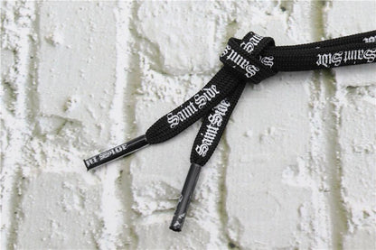 7MM Saint Side White Black Letter Flat Type Waist Laces Men Women Sneaker Ropes Boots Canvas Casual