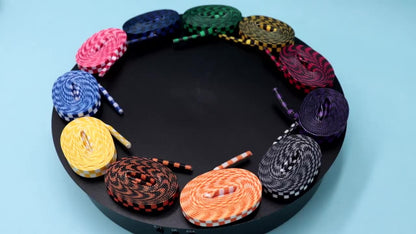 8MM Checkered Pattern Top Quality Heat Transfer Printing Lacet Decoration Of Finny Sneakers Women