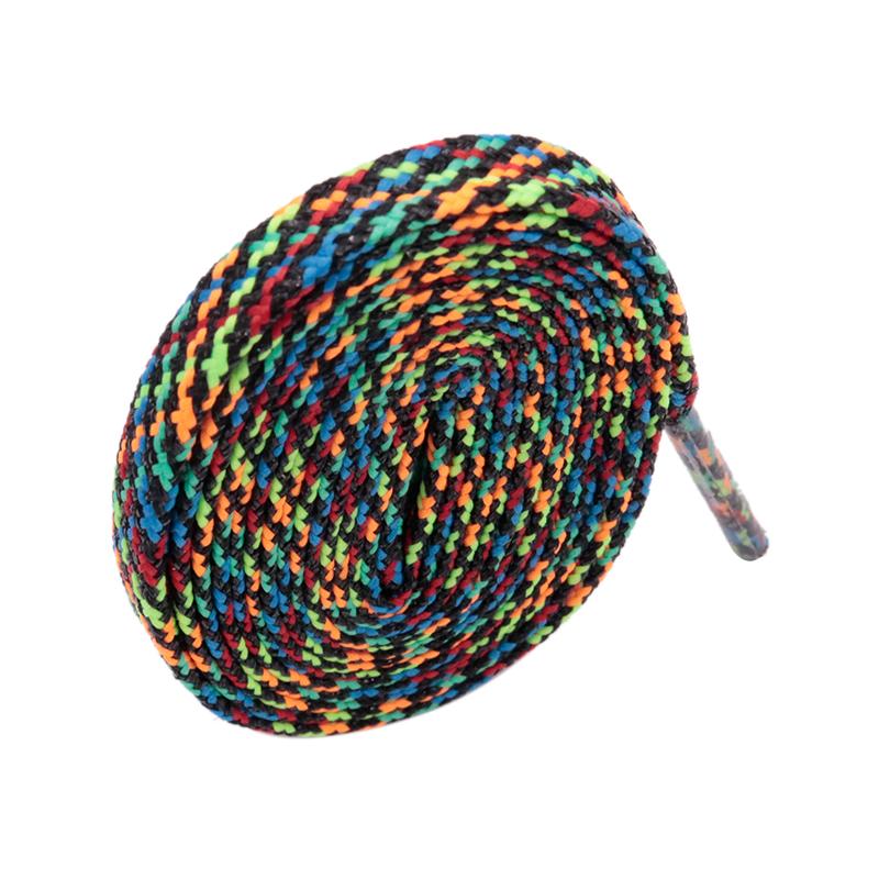 7MM Metallic Yarn Colorful Laces Black Blue Yellow Polyester Shoelaces Sneaker Boot Canvas Trendy
