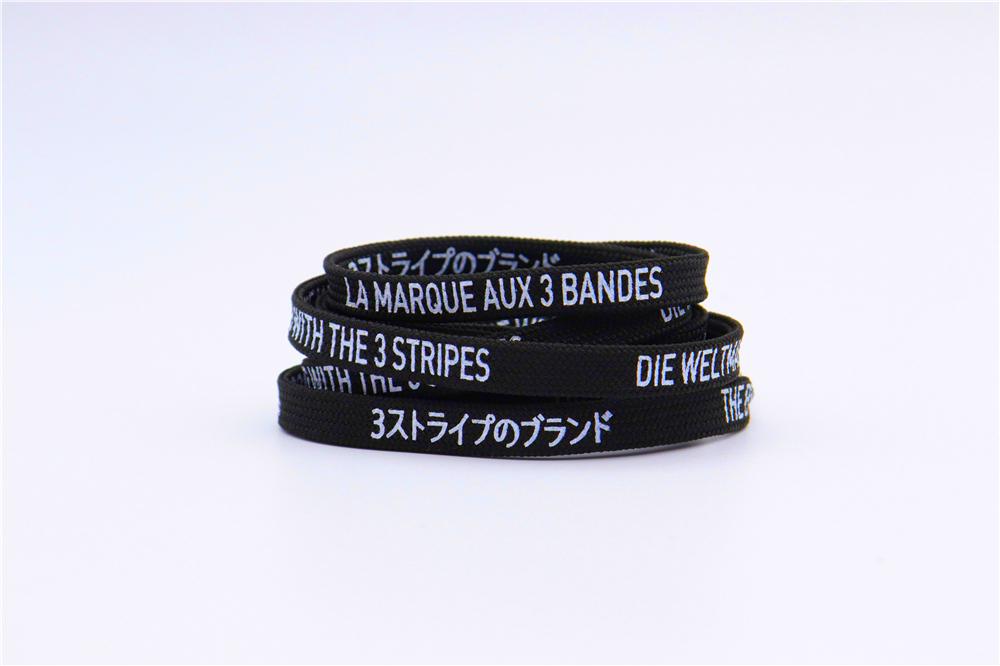 7MM Black White Font Printing Casual Flat Shoelaces Trendy Laces For Men Women Sneaker 2021  Boots