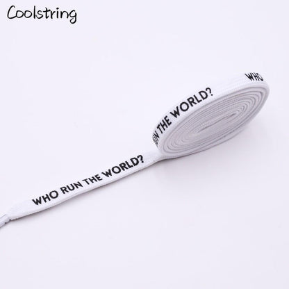 7MM Who Run The World Slogo Shoelaces Double-sided Printed Flat Sneakers Basketball Shoestring