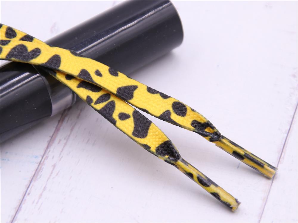 Fashion Trend 7mm Polyester Digital Printed Leopard Flat Sports Laces Thermal Transfer Shoelaces