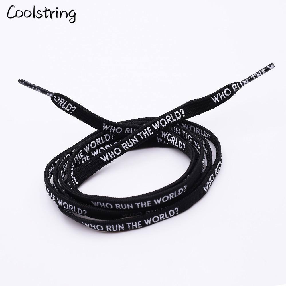 7MM Who Run The World Slogo Shoelaces Double-sided Printed Flat Sneakers Basketball Shoestring