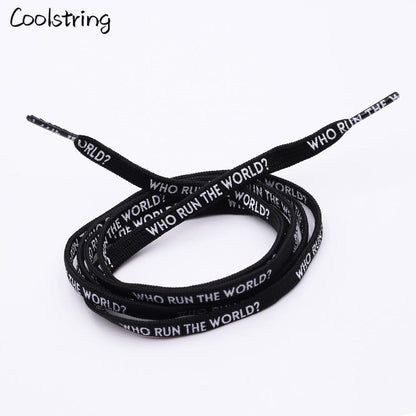 7MM Who Run The World Slogo Shoelaces Double-sided Printed Flat Sneakers Basketball Shoestring